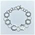 Sterling Silver Circle Flower Silhouettes Link Bracelet